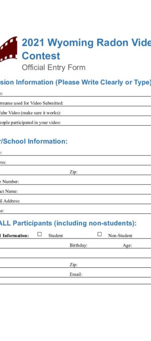 2021 Wyoming Video Contest Entry Form