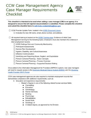 CCW Form 12 – CCW Case Manager Requirements Checklist