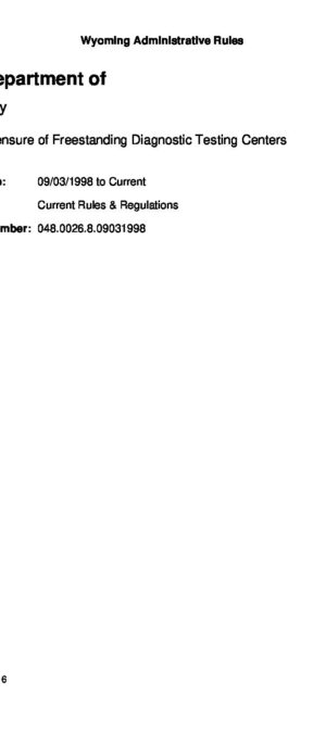 HLS-Chapter 8 – Licensure of Freestanding Diagnostic Testing Centers