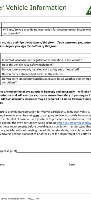 CERT05-Provider Vehicle Information Form