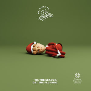 Holiday elf doesn't feel well. Tis the season, get the flu shot.