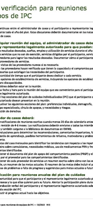 CM13-IPC Team Meeting Checklist (Spanish)