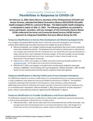 CCW COVID Flexibilities Document – Updated March 7, 2023