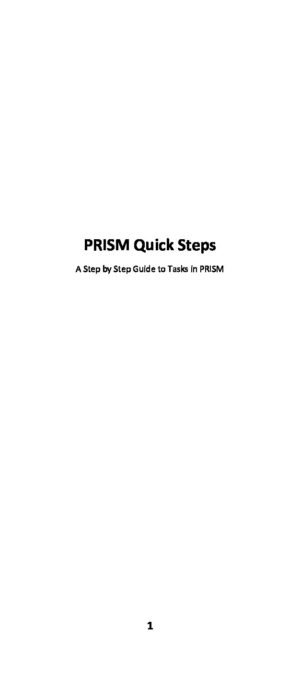 PRISM User Manual – Quick Steps