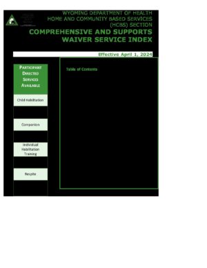Draft DD Waiver Service Index – Effective 2024.4.1
