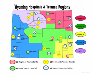 Regions map with Trauma Regions-8-2023