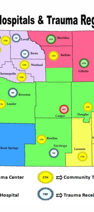 Regions map with Trauma Regions-8-2023