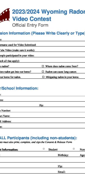 2023-2024 Wyoming Video Contest Entry Form