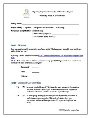 Wyoming Department of Health TB Facility Risk Assessment