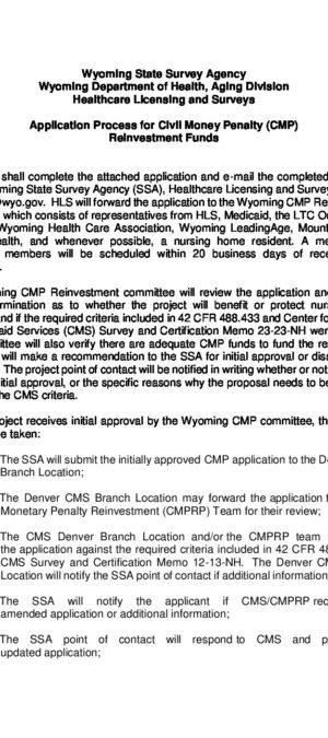 WY SSA CMP Reinvestment Application