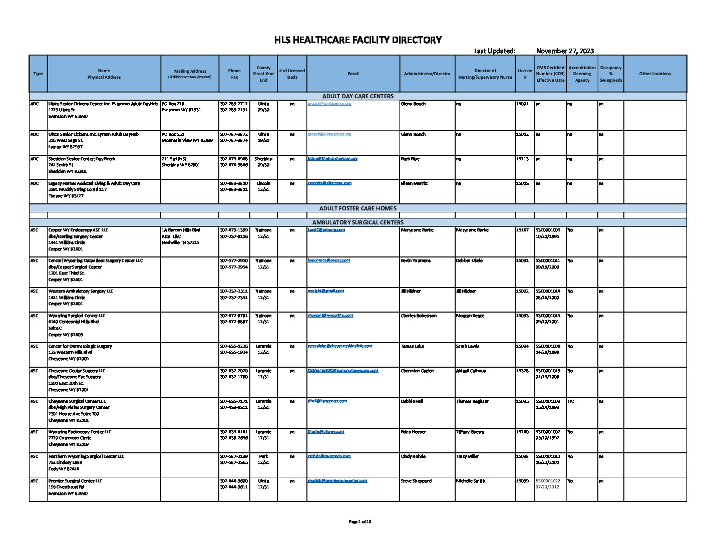 HLS 2023 2024 Facility Directory Wyoming Department Of Health   HLS 2023 2024 Facility Directory 1 Pdf 