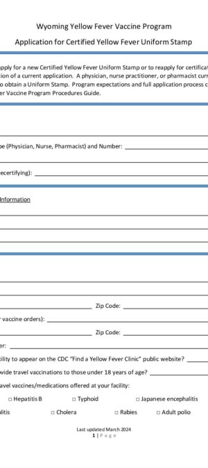 Application for Certified Yellow Fever Uniform Stamp (3.24)