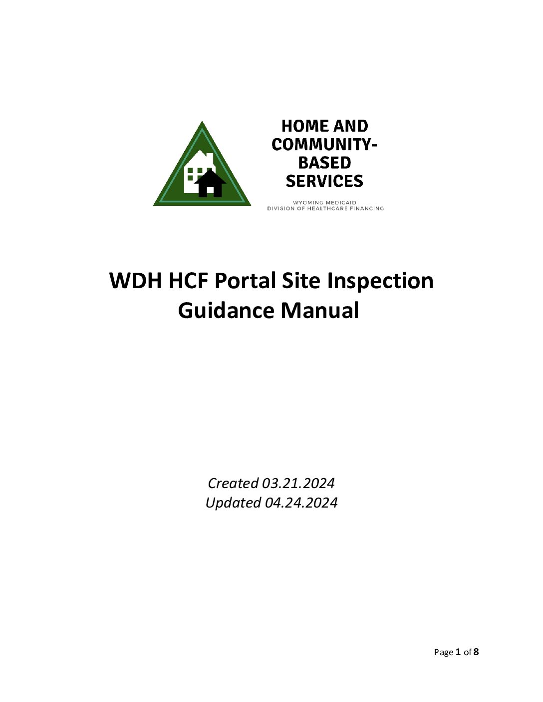 Provider Site Inspection Guidance Document - Wyoming Department of Health