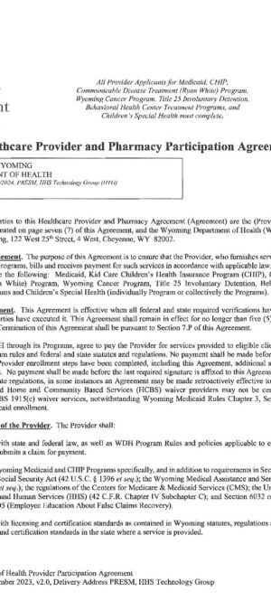 WY Medicaid Provider Agreement – 2.1.2024-Current