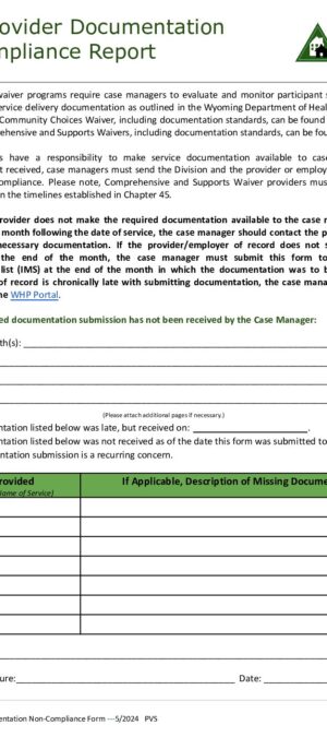 HCBS JCM16-Provider Documentation Non-Compliance Report