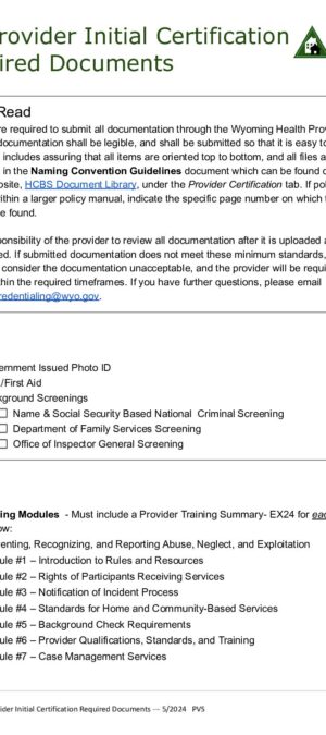 TOOL58 – Initial Certification Required Documents