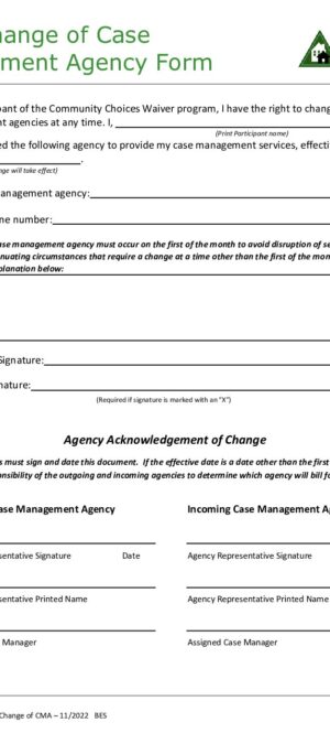 CCW Form 06 – Change of CMA Form