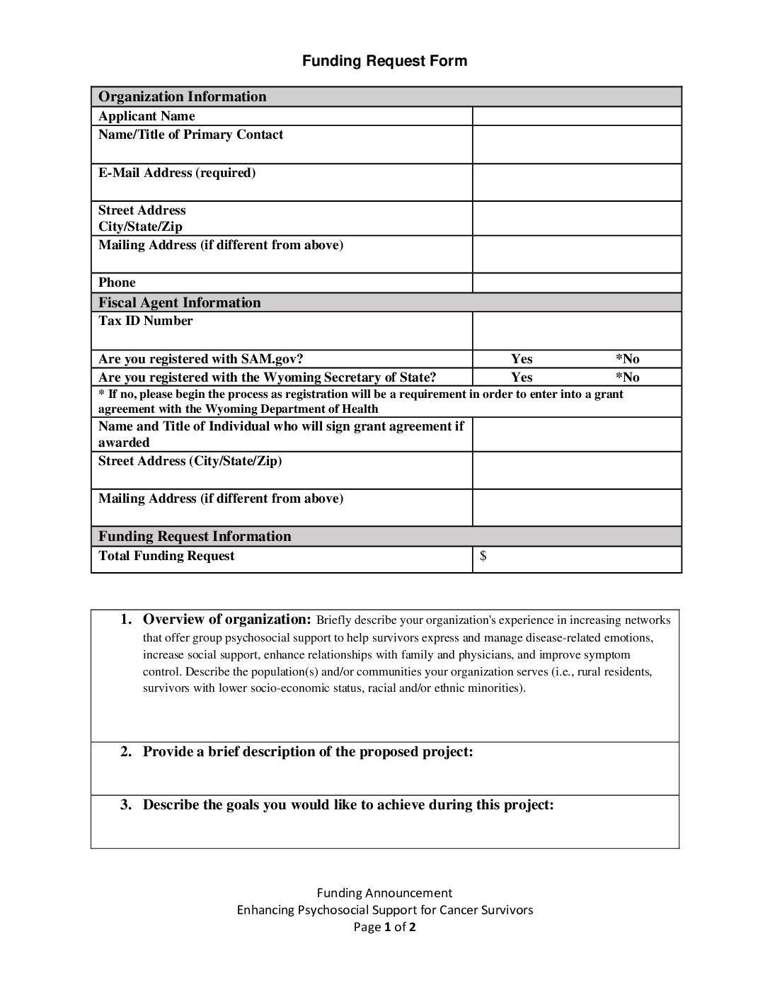 Funding Request Form Pdf
