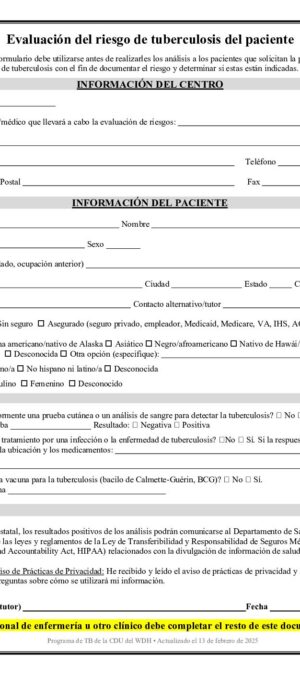 TRANSLATION 2025 Patient TB Risk Assessment PAGE 1