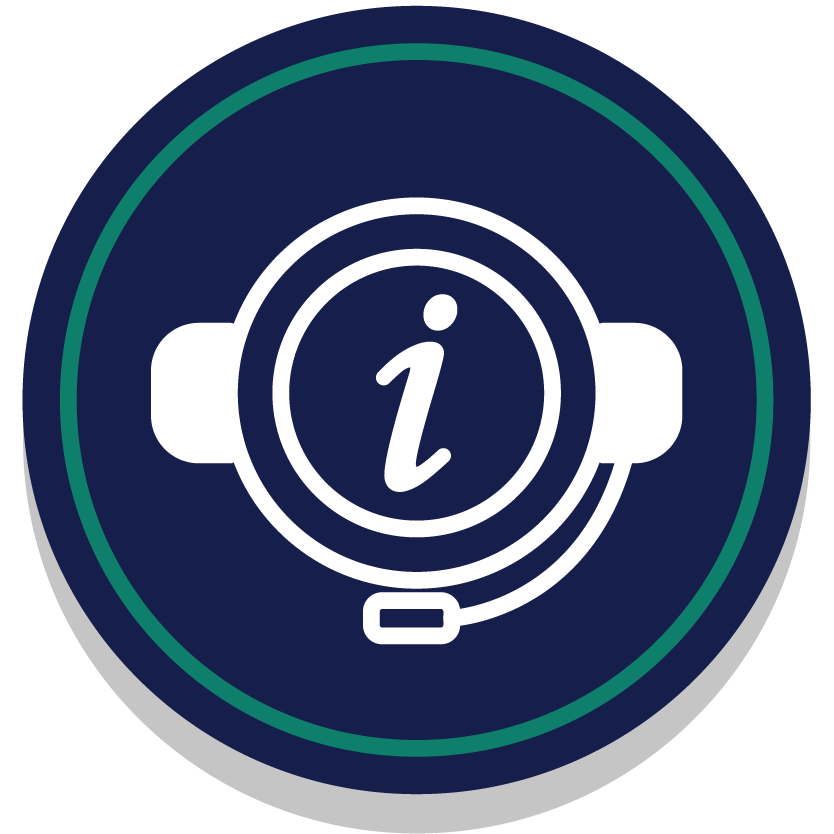 211 Icon an icon of the letter "i" inside a headset with a microphone