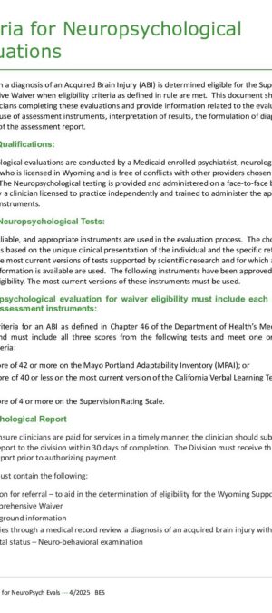 TOOL40-Criteria of NeuroPsych Evaluations