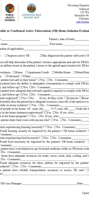 DRAFT 2025 Possible or Confirmed Active TB Home Isolation Evaluation Form