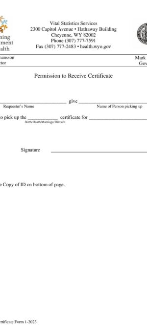 WDH_VSS Permission to Receive Certificate Form 1-2023