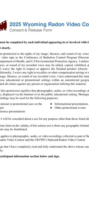 2025 Video Photograph and Release Form (Fillable)