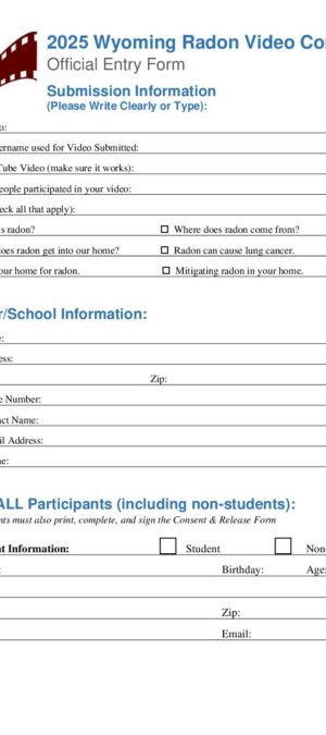 2025 Wyoming Video Contest Entry Form (Fillable)