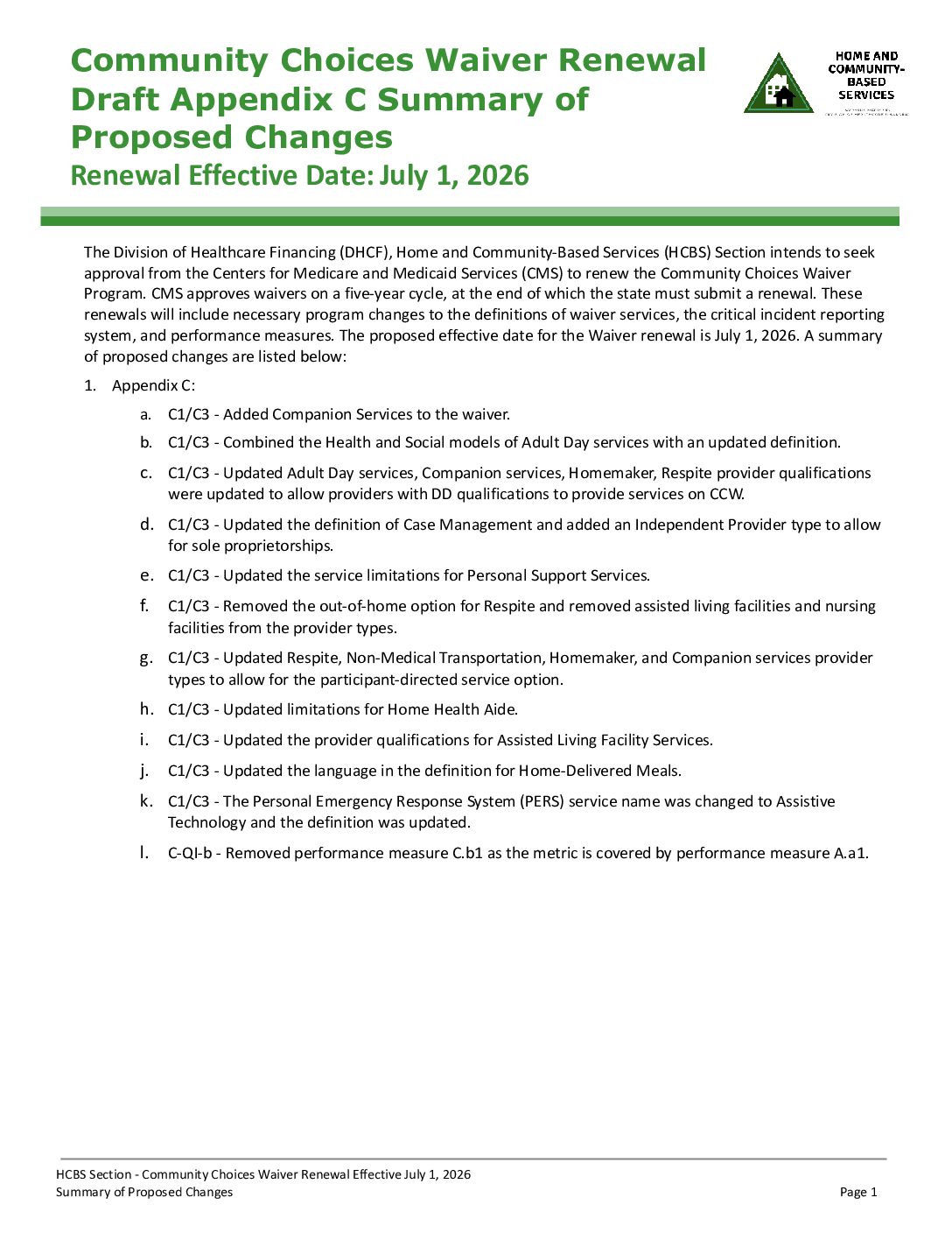 Draft Appendix C Summary of Proposed Changes CCW Renewal 7.2026 .docx ...