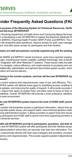 Provider WYSERVES FAQ