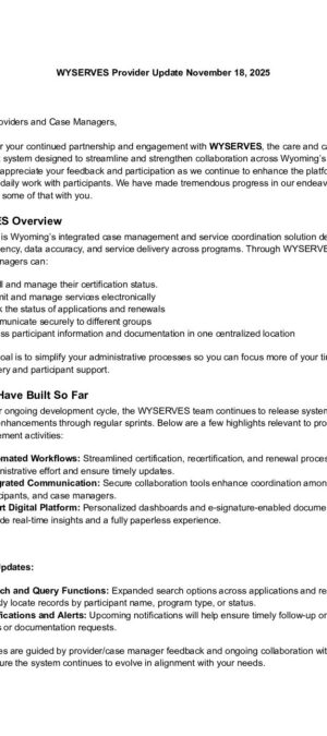 WYSERVES Provider Update 11.18.25
