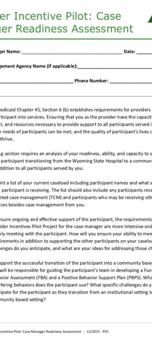 Case Manager Readiness Assessment_ Provider Incentive Pilot
