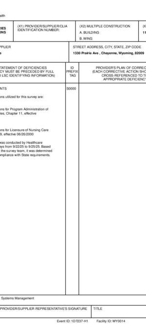 Life Care of Cheyenne state