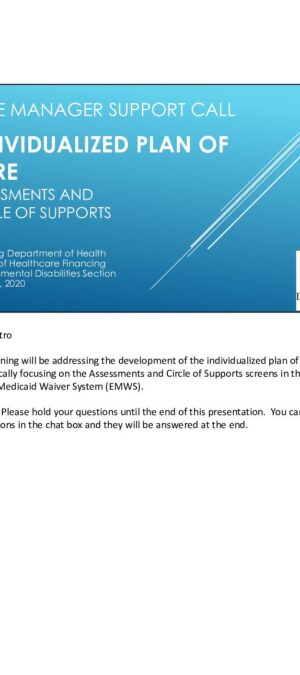 March 2020 CMSC – Assessments and Circle of Supports