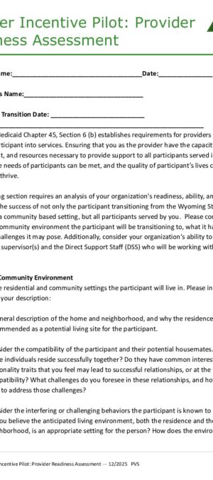 Provider Readiness Assessment_ Provider Incentive Pilot