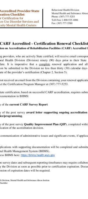 CARF Renewal Provider Checklist 01.2026