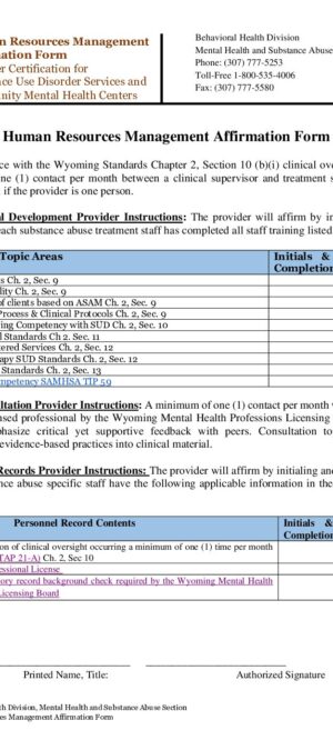 HR Management Affirmation Form 01.2026