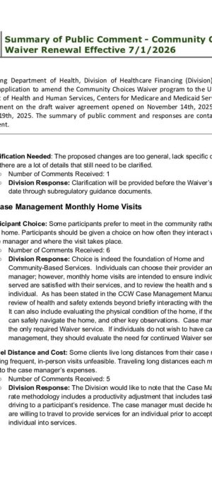 Public Comment Summary and Responses