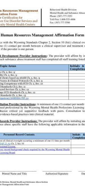 HR Management Affirmation Form 01.2026