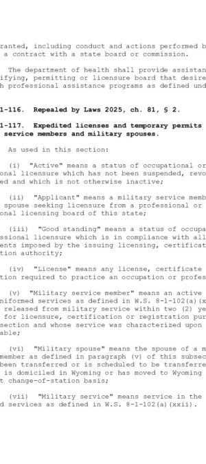 Wyo.Stat. § 33-1-117 Expedited License and temporary permits Statute