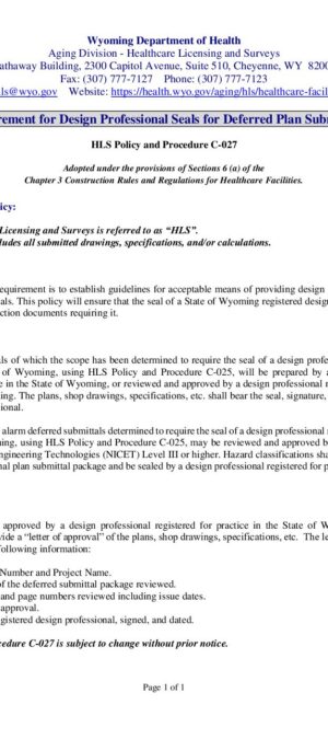 C-027 – Requirement for Design Professional Seals for Deferred Plan Submittals