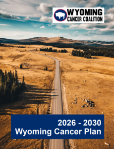 Wyoming cancer plan front cover with Wyoming landscape