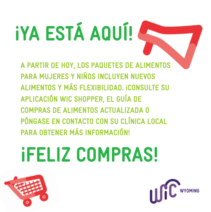 WIC Notice in Spanish for new foods and more flexibility in obtaining benefits starting April 1st 2026. Reach out to your local WIC clinic for details