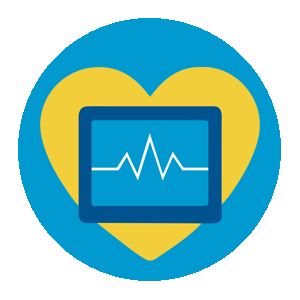Heart shape with monitor showing heartbeat.