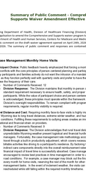 Public Comment Summary and Responses