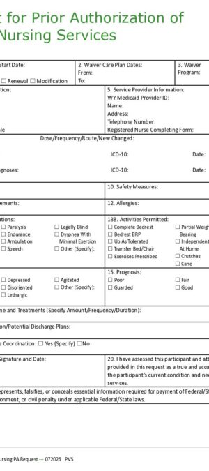CCW Form 10 &ndash; Skilled Nursing PA Request Form 2026