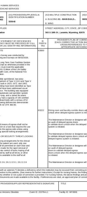 Laramie LSC POC Federal-StatementOfDeficiencies