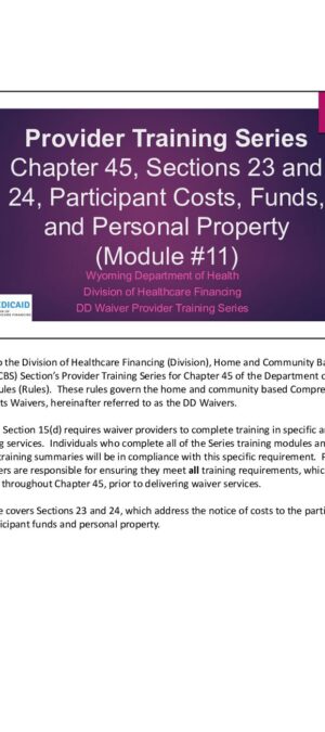 Provider-Training-Series-Module-11-Sections-23-and-24-Participant-Costs-Funds-and-Personal-Property-1