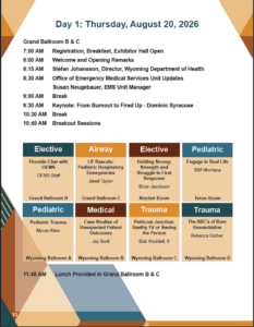 Conference schedule day one page. 20 AUG 2026